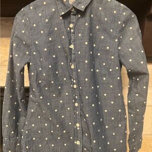 J. Crew Denim Shirt with White Polka Dots